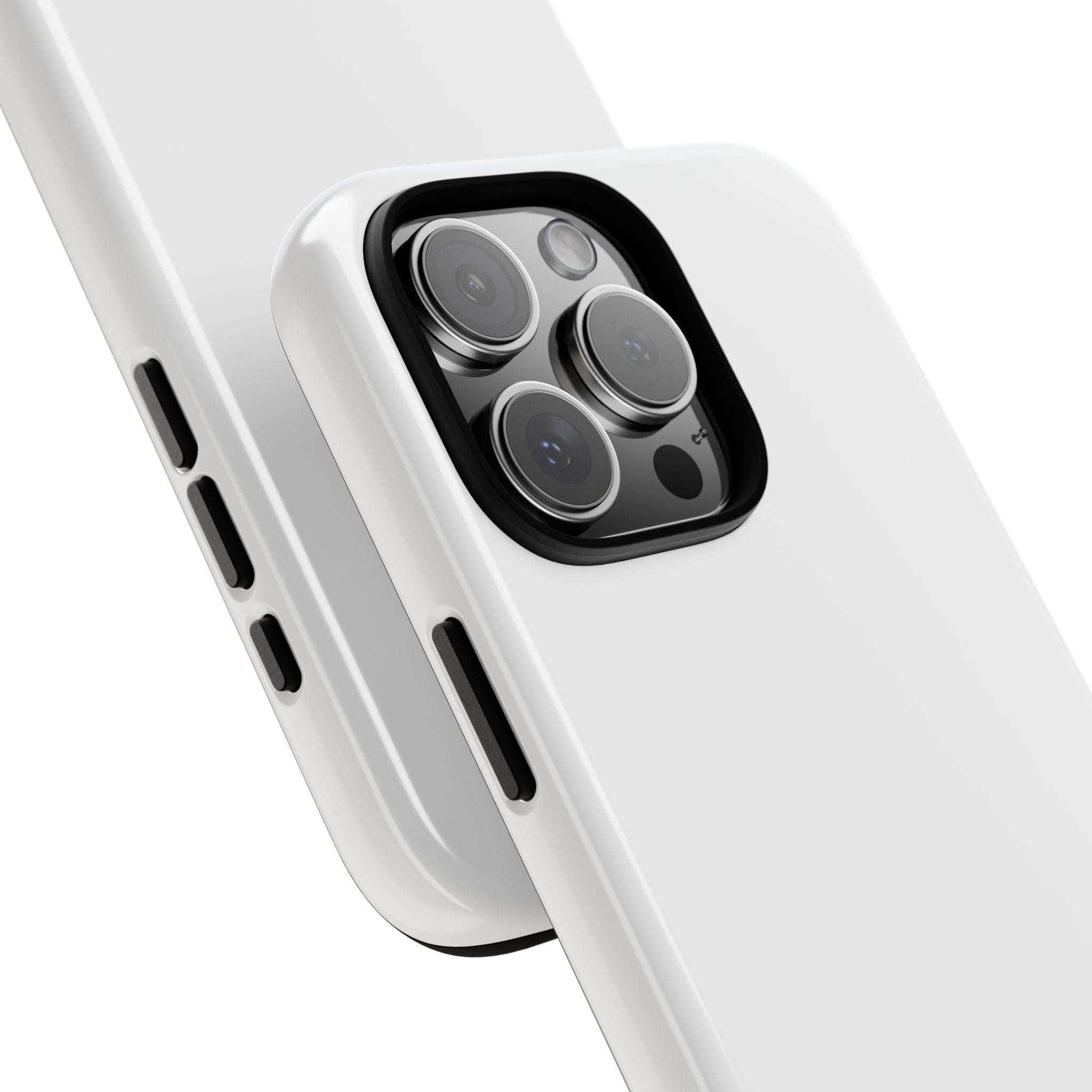 Close-up of a phone case with camera module on a white background