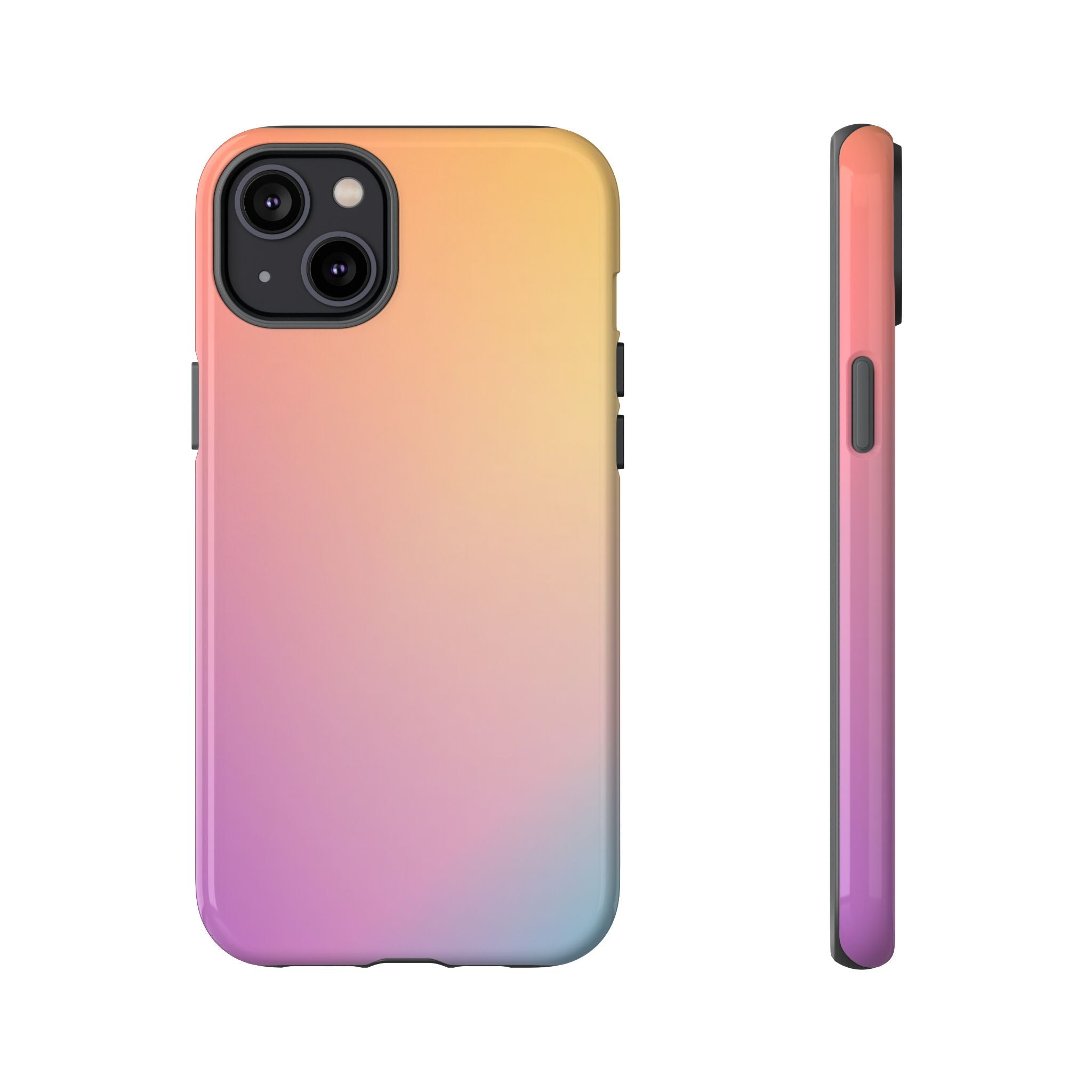 Pastel Gradient Phone Case – Pink Yellow Purple Glossy Aesthetic Hard Shell