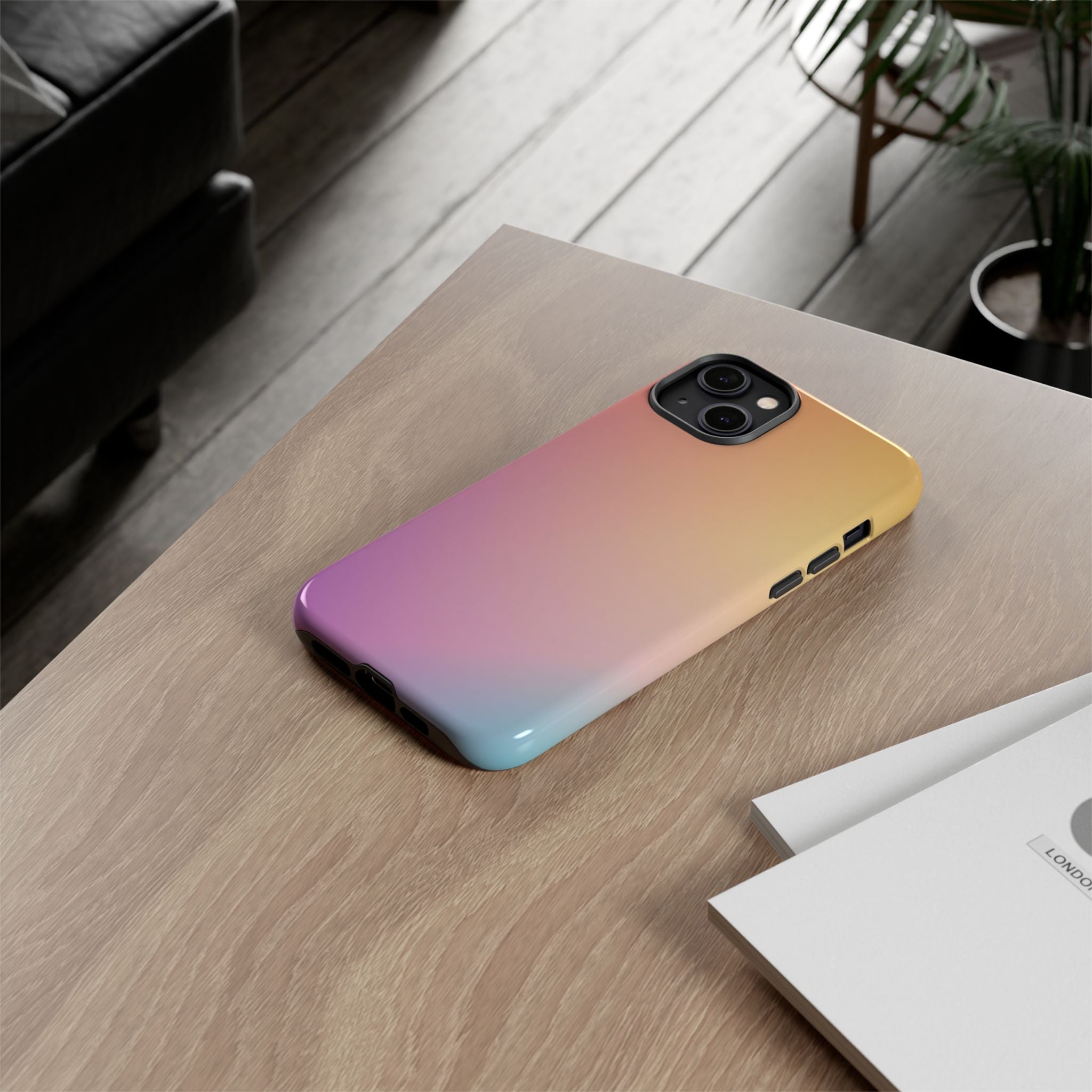Pastel Gradient Phone Case – Pink Yellow Purple Glossy Aesthetic Hard Shell