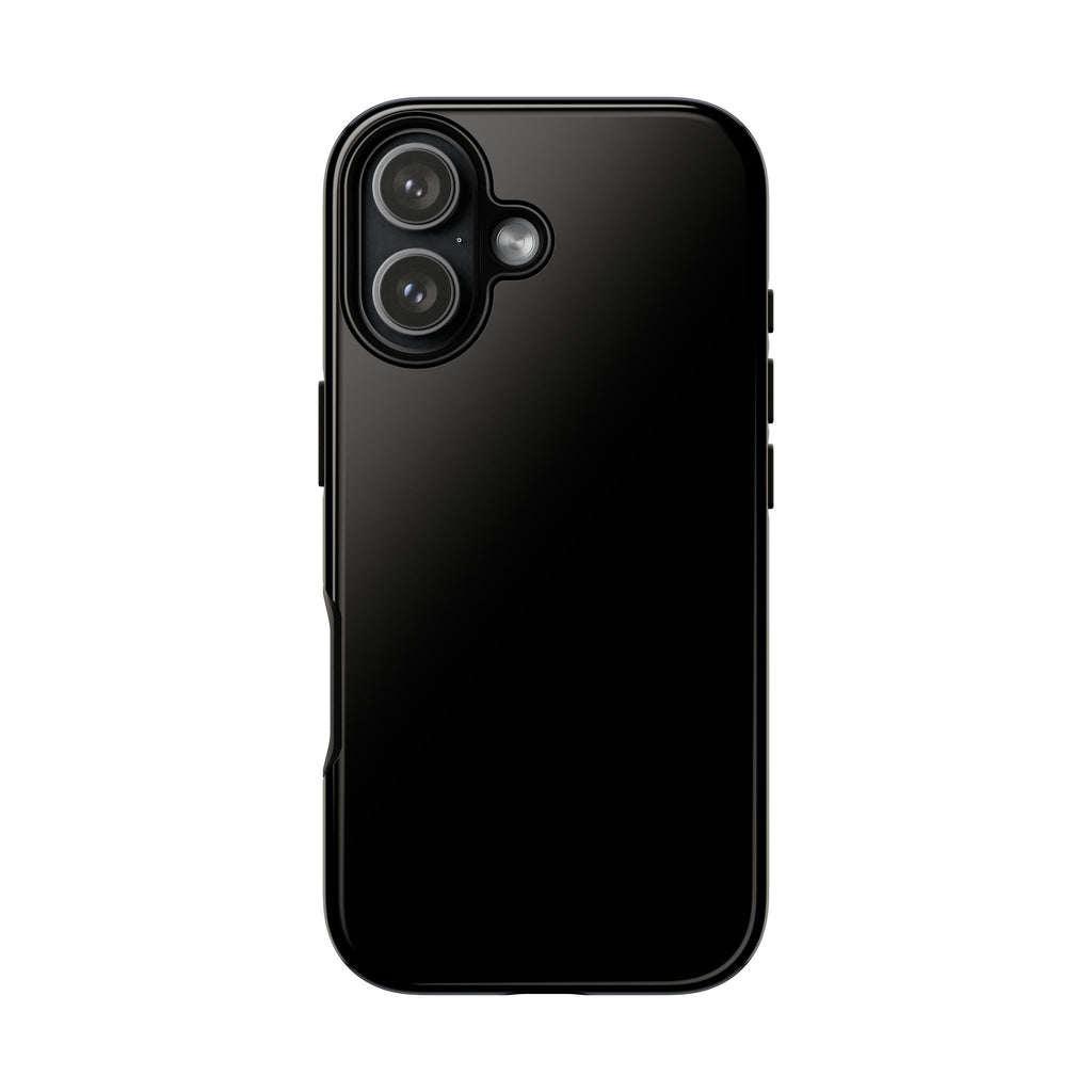 Glossy black phone case with durable solid color hard shell design
